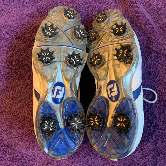 Foot Joy White/Royal Blue Leather Golf Shoes sz 8.5 M - Picture 6 of 6